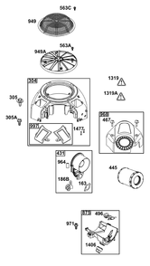 Blower Housing And Air Cleaner Group Diagram and Parts List for 44C877-0003-B5 400000 - 699999 Briggs and Stratton Engine